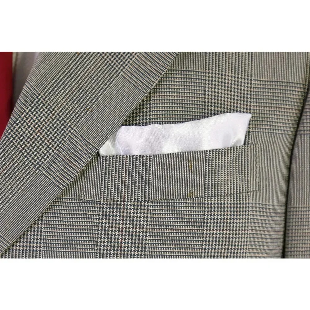 Paul Stuart Olive Green Tan Plaid Wool Silk 3-Btn Suit 38S